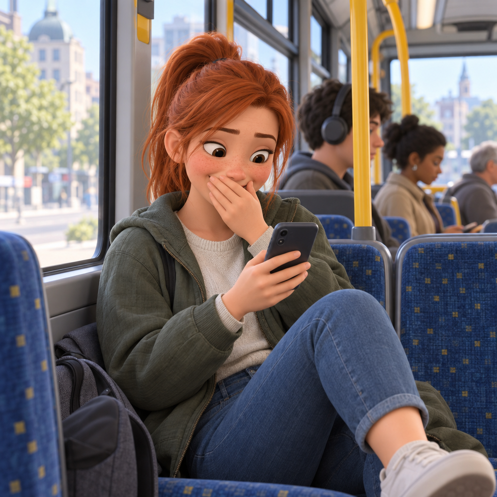 Junge Frau fährt Bus Junge Frau fährt Bus